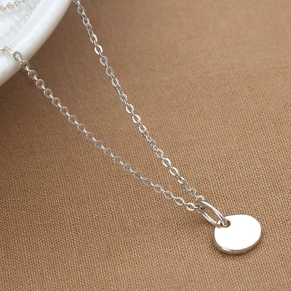 925 Sterling Silver Link Necklace, Tiny Tiny Charm Pendant, Stamped 925 - Picture 1 of 6